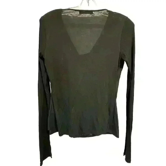 VELVET Black Front Panel Drape Long Sleeve Contrast Top Size S - Picture 4 of 6